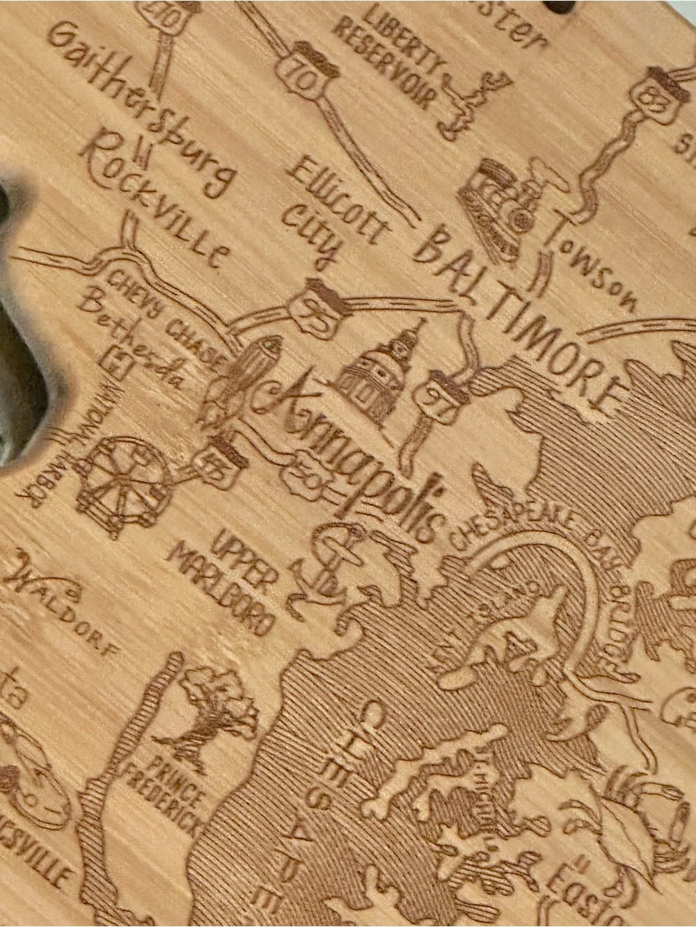 Wooden Maryland State Map Wall Art- Total Bamboo